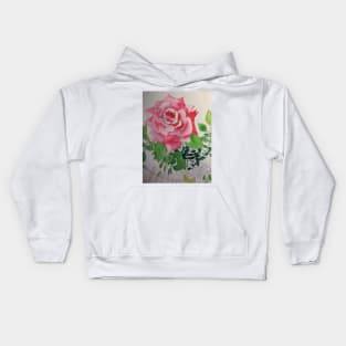 Pink rose watercolor painting Kids Hoodie